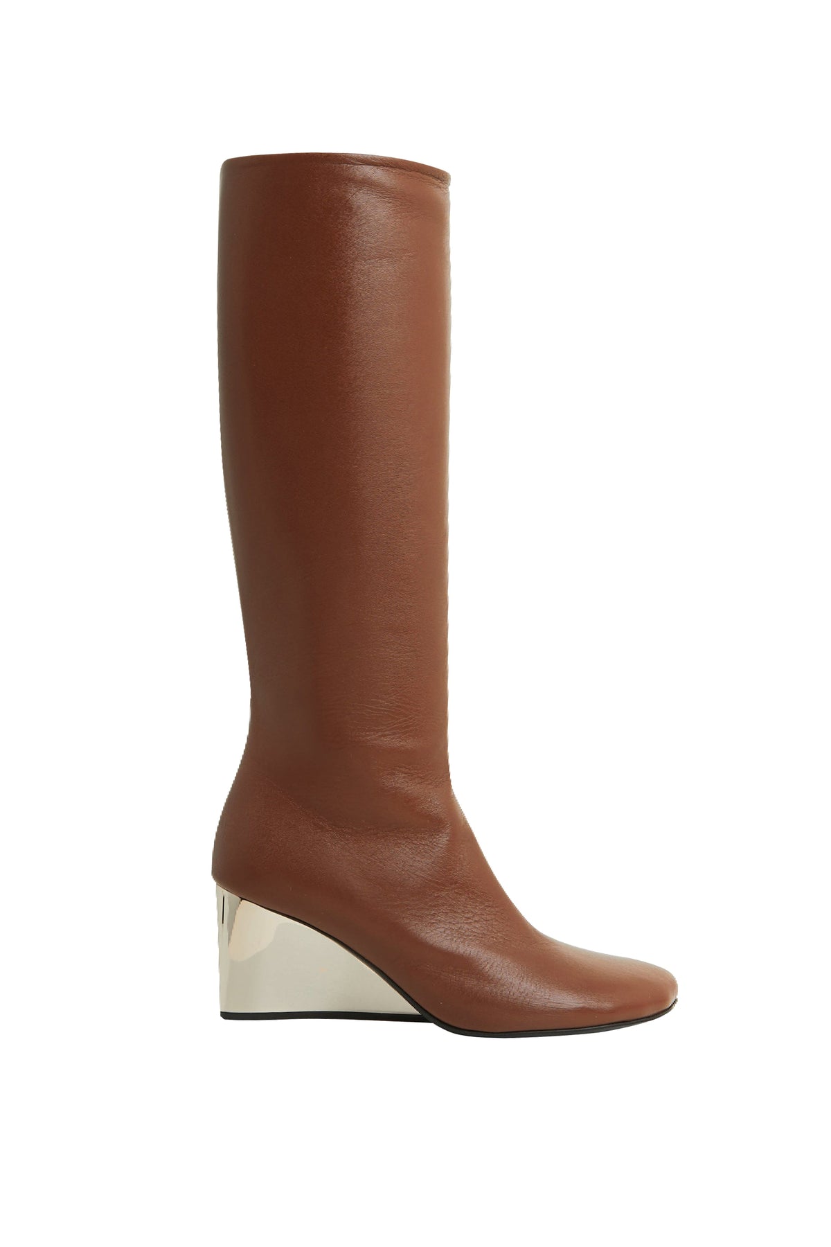 Bottes mi-hautes à talons en cuir - Brown