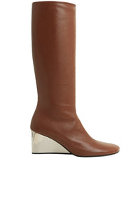 Mid-high boots with leather heels - Brown
