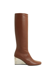 Bottes mi-hautes à talons en cuir - Brown