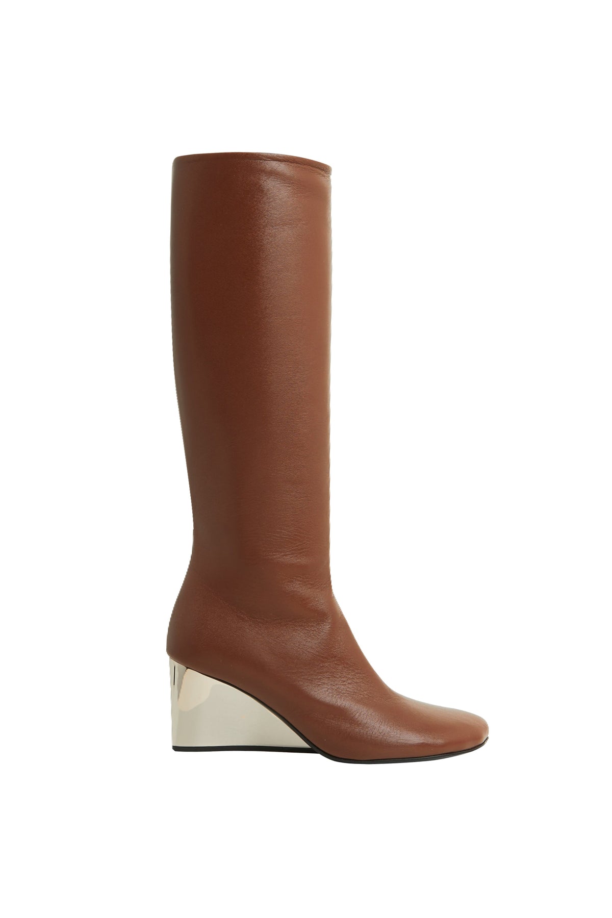 Bottes mi-hautes à talons en cuir - Brown