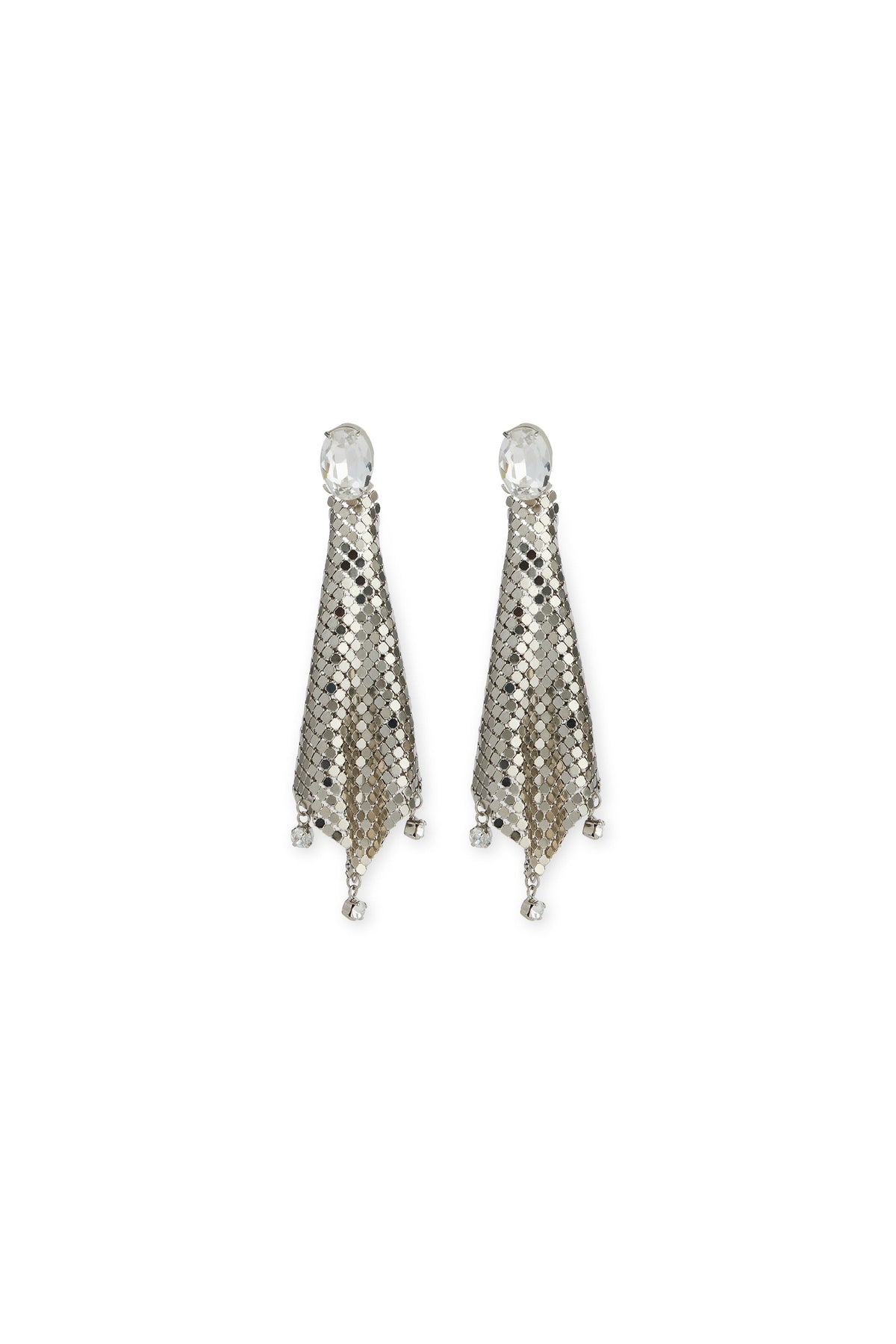 Boucles d'oreilles en cotte de maille avec cristaux - Silver & Crystal