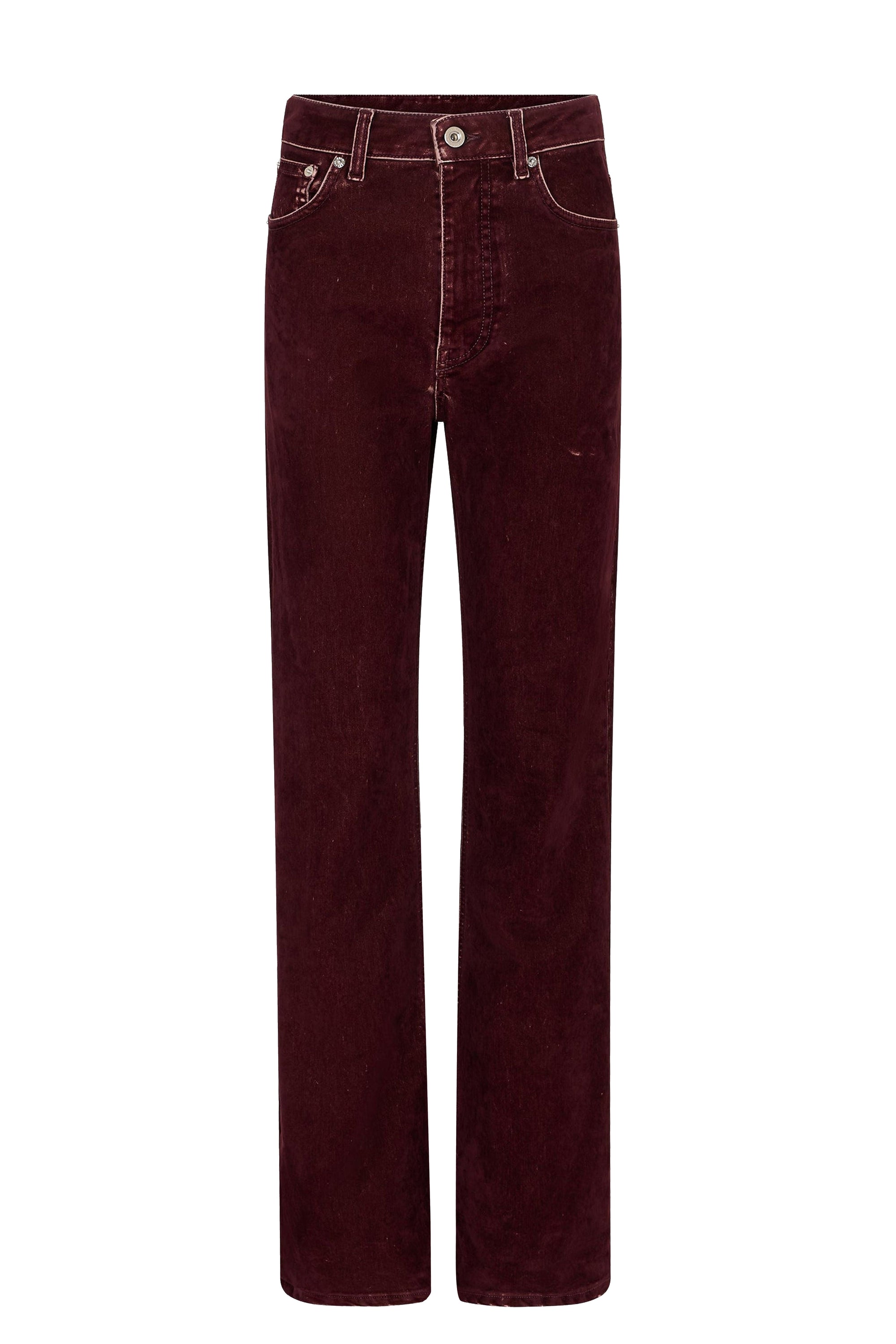 Pantalon taille haute évasé en velours - Bordeaux