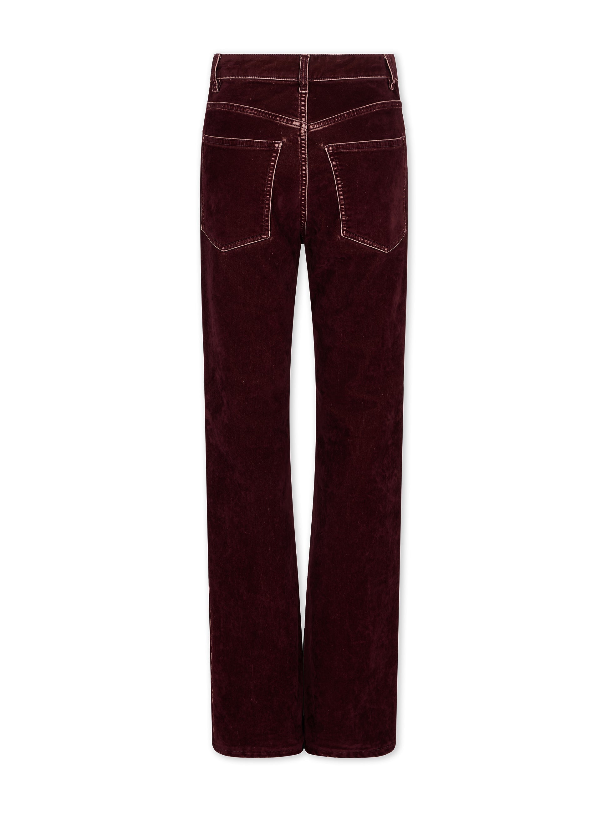 Pantalon taille haute évasé en velours - Bordeaux