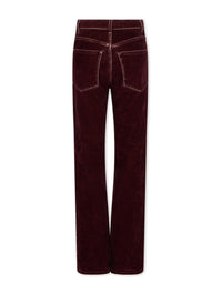 Pantalon taille haute évasé en velours - Bordeaux