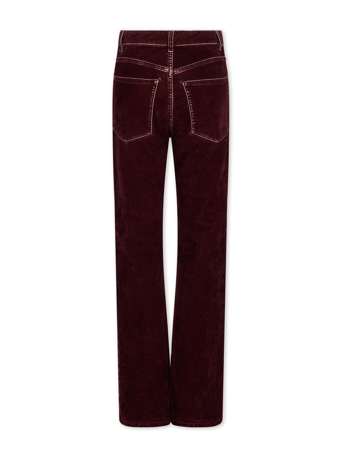 Pantalon taille haute évasé en velours - Bordeaux