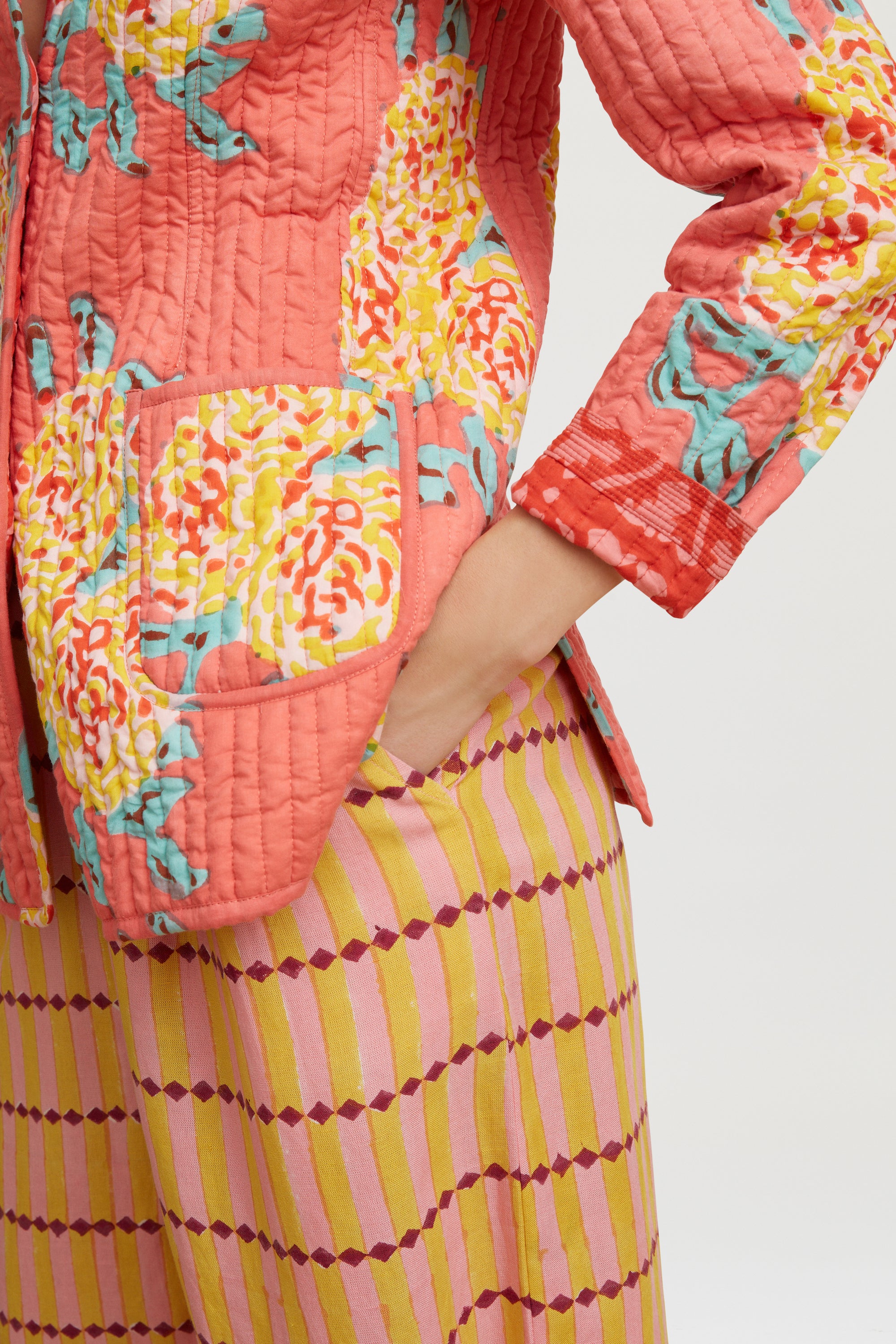 Veste réversible Jhodpuri Quilted en coton - Pink