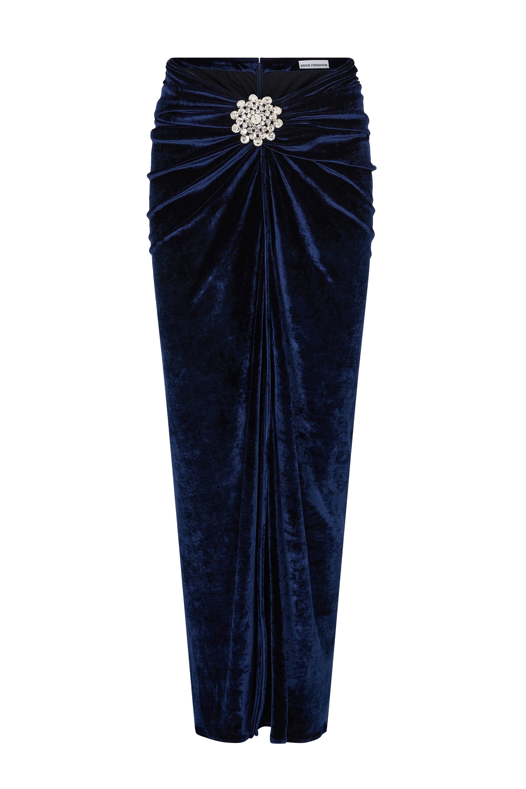Long draped velvet skirt - Navy Poseidon