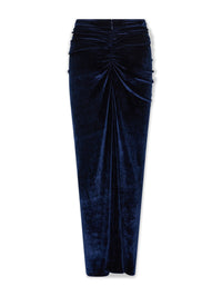 Jupe longue drapée en velours - Navy Poseidon