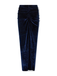 Jupe longue drapée en velours - Navy Poseidon
