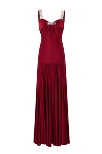 Robe longue drapée à ornements - Ruby Red