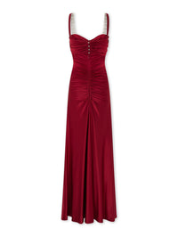 Robe longue drapée à ornements - Ruby Red