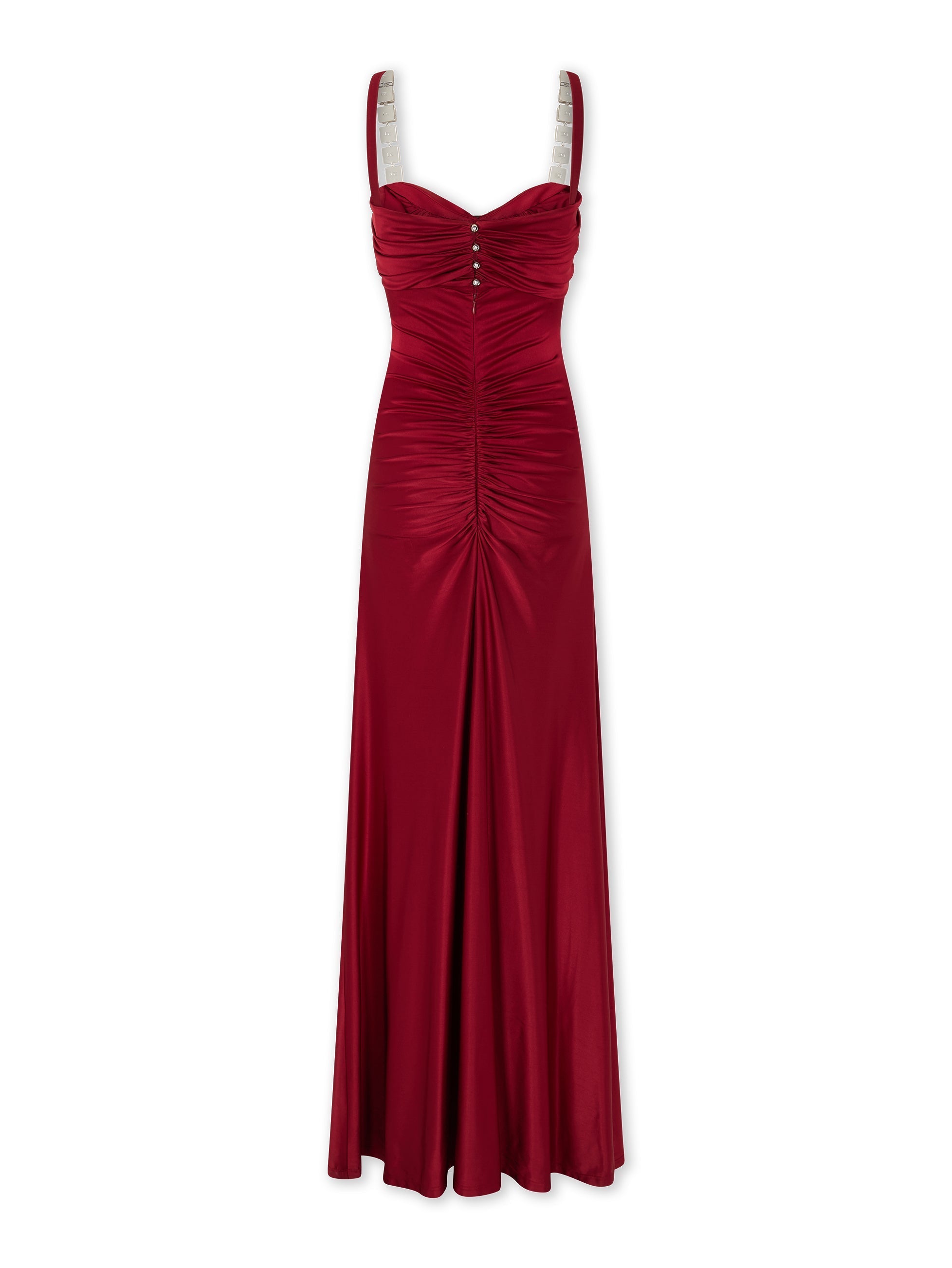 Robe longue drapée à ornements - Ruby Red