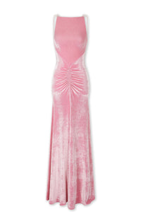 Robe longue drapée en velours - Pink