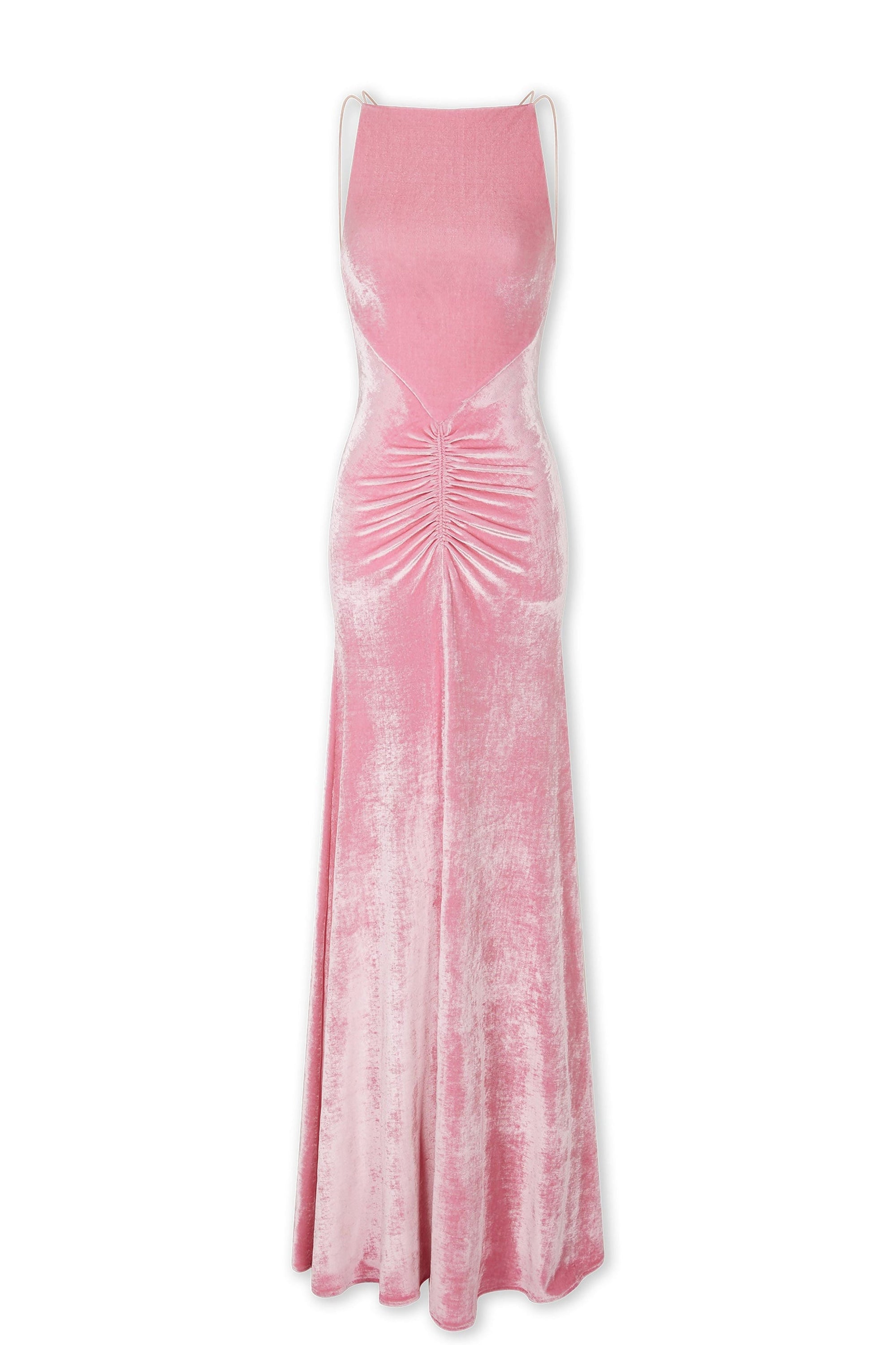 Robe longue drapée en velours - Pink