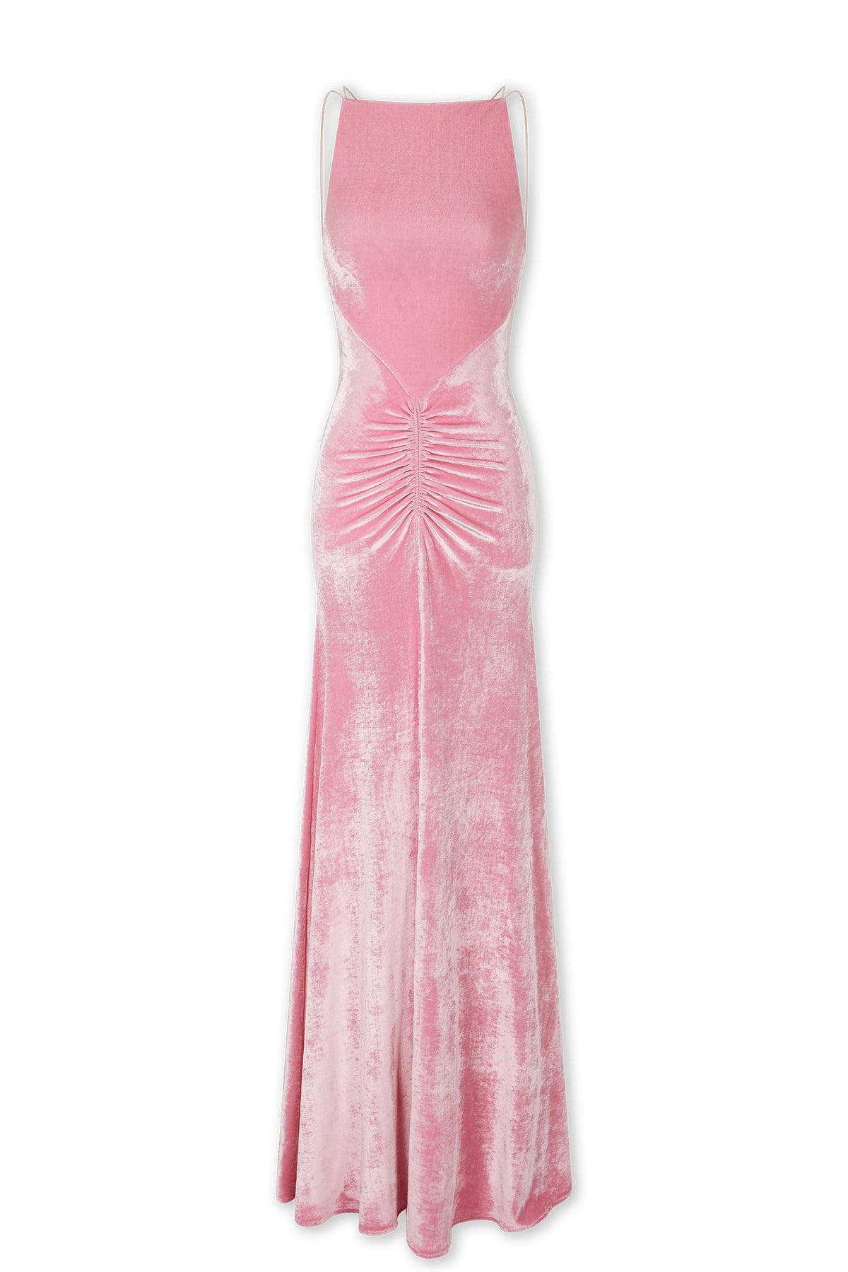 Robe longue drapée en velours - Pink