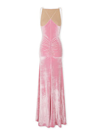 Robe longue drapée en velours - Pink