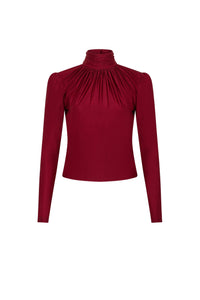 Blouse col roulé drapé - Ruby Red