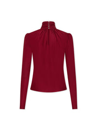 Blouse col roulé drapé - Ruby Red