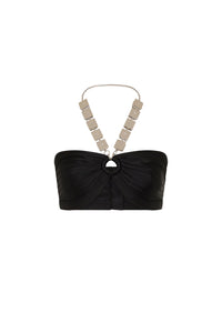 Brassière drapée à ornements - Black