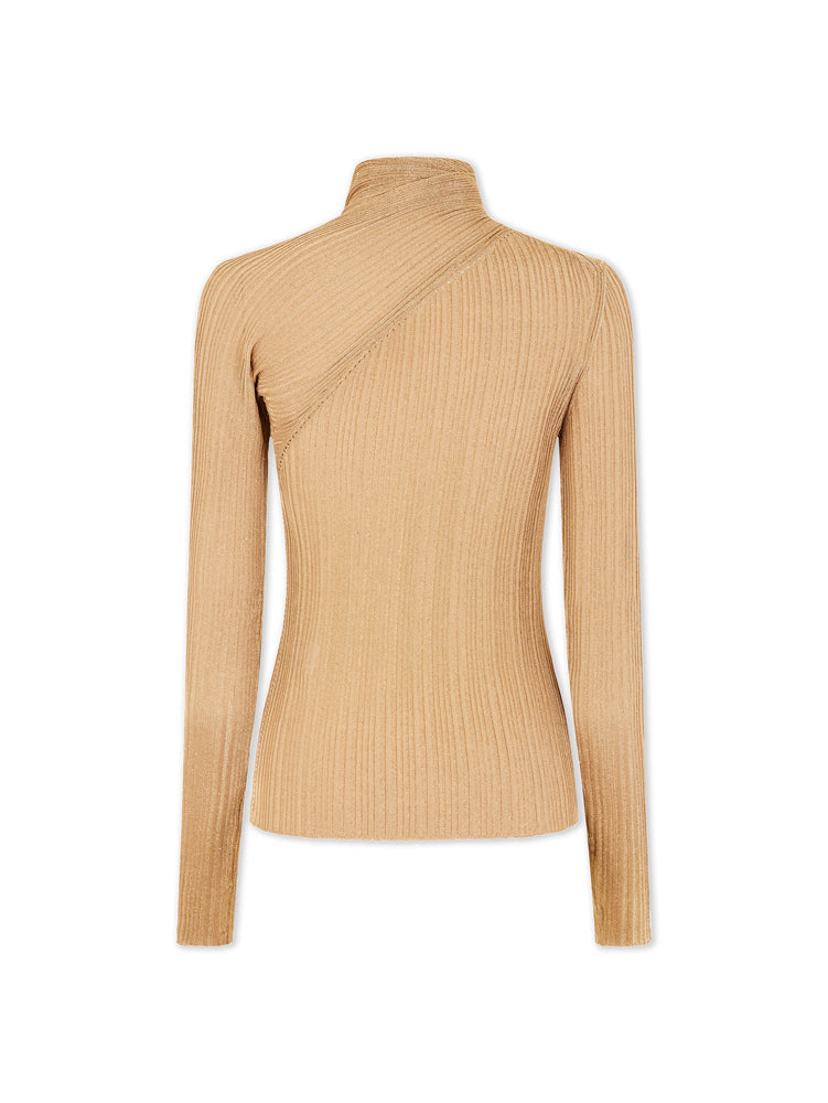 Pull à col cravate - Light Gold