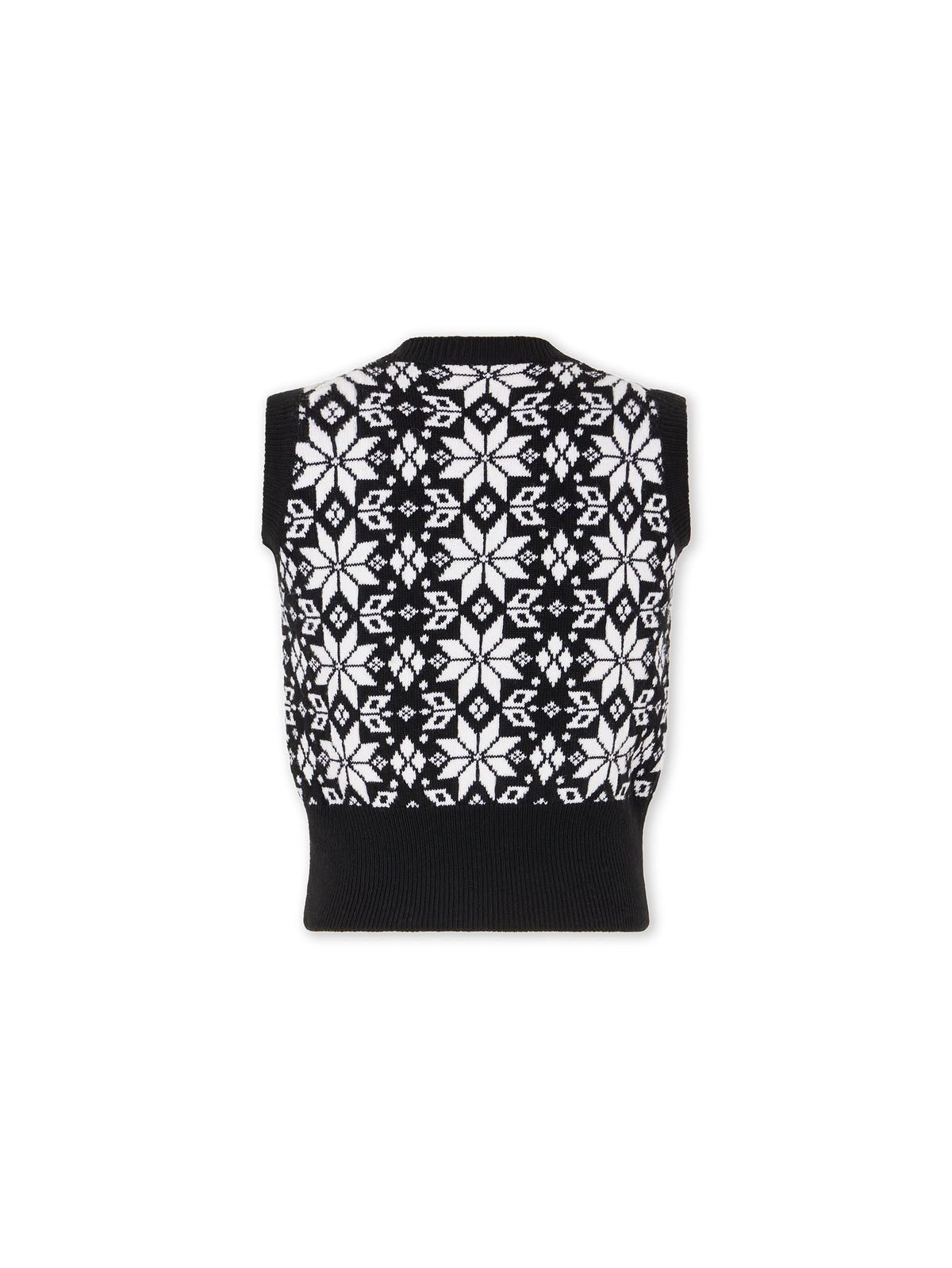 Pull sans manches en jaquard en laine - Jacquard Flocon Noir