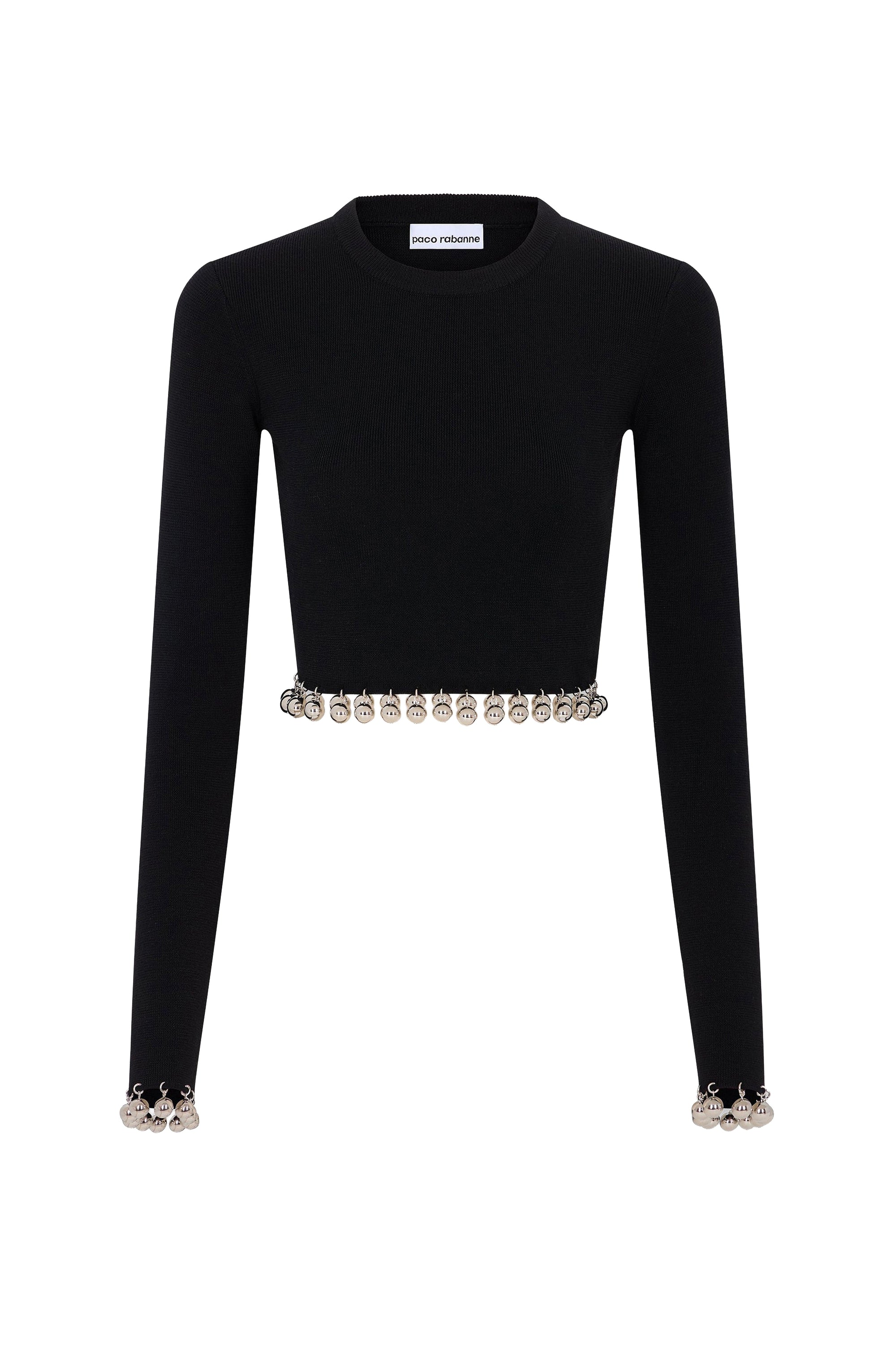 Pull court avec perles en laine - Black