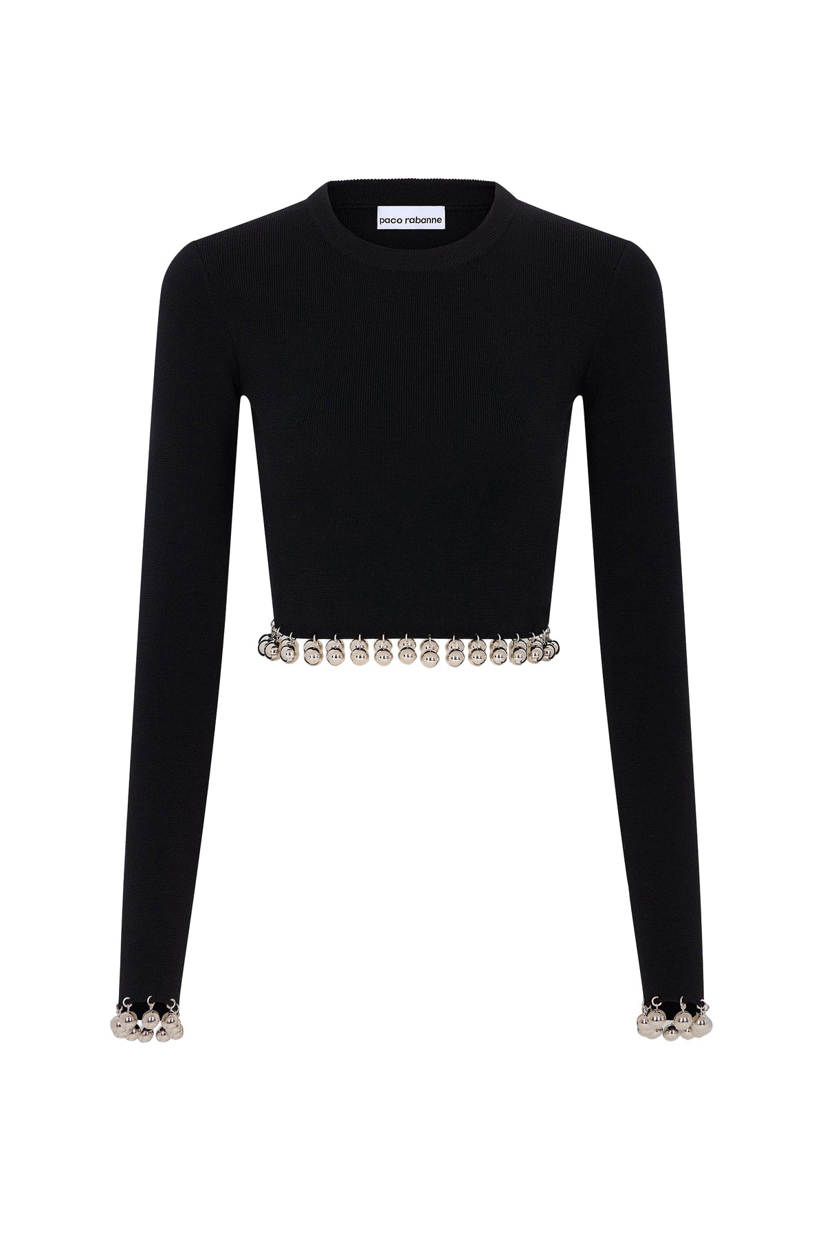 Pull court avec perles en laine - Black