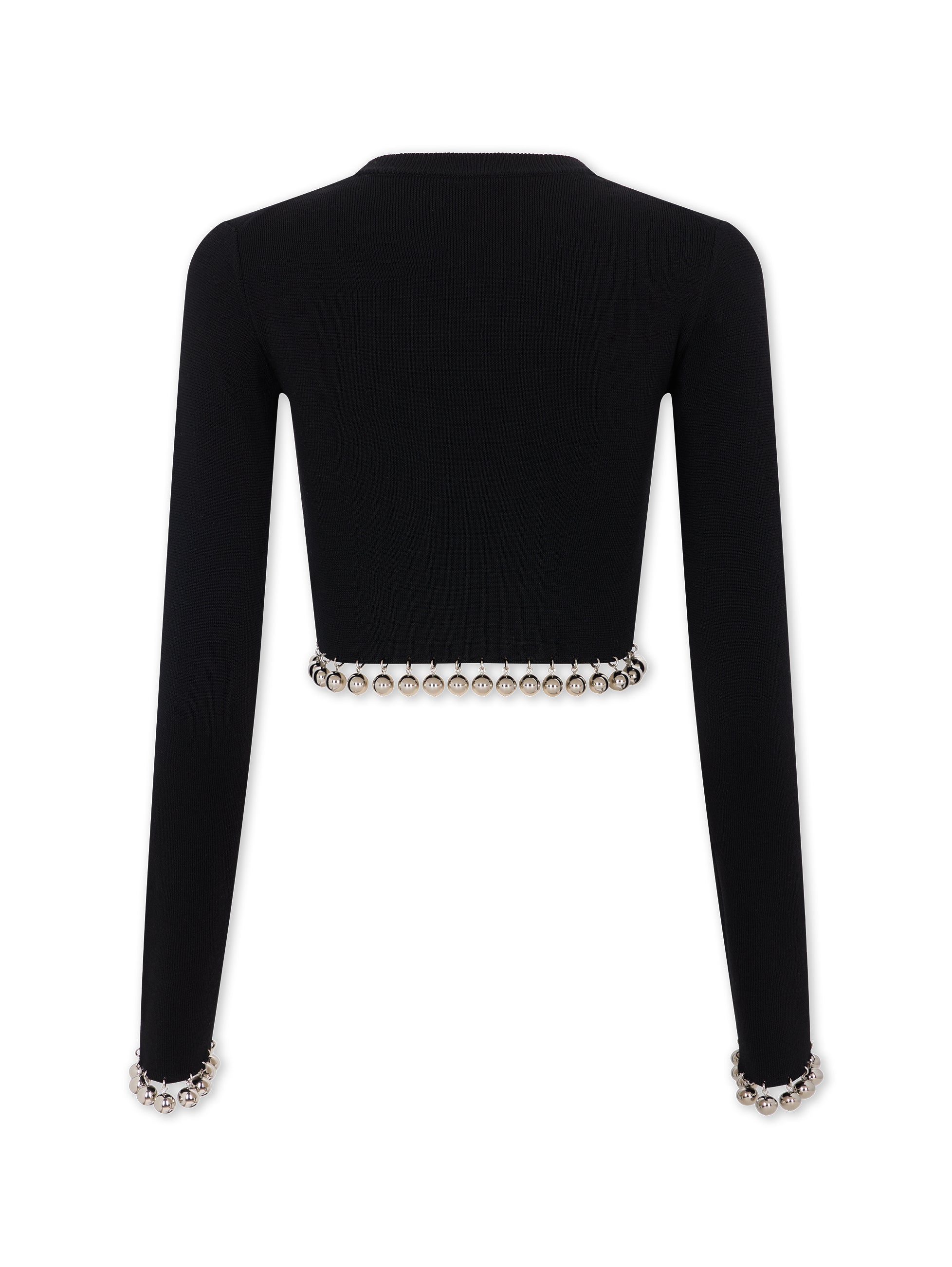Pull court avec perles en laine - Black