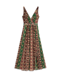 V-neck maxi dress - Red & Green