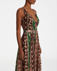 V-neck maxi dress - Red & Green