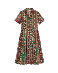 Robe midi à boutons - Red & Green