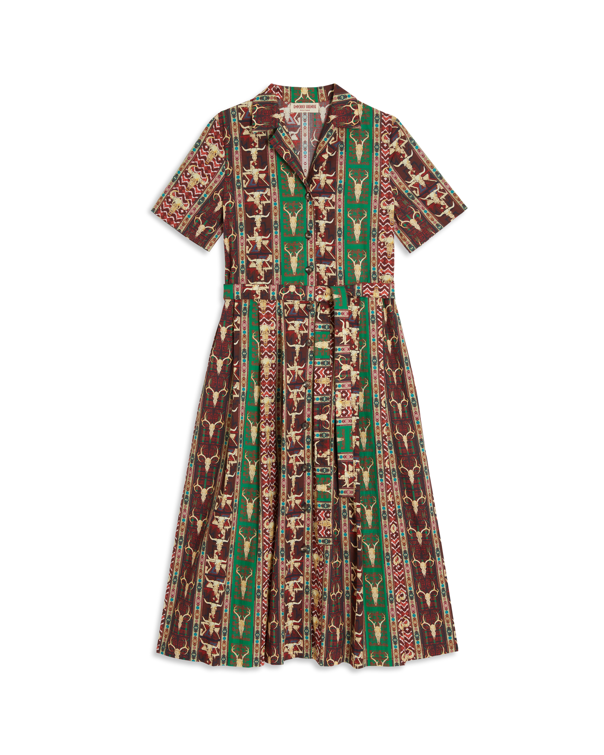 Robe midi à boutons - Red & Green