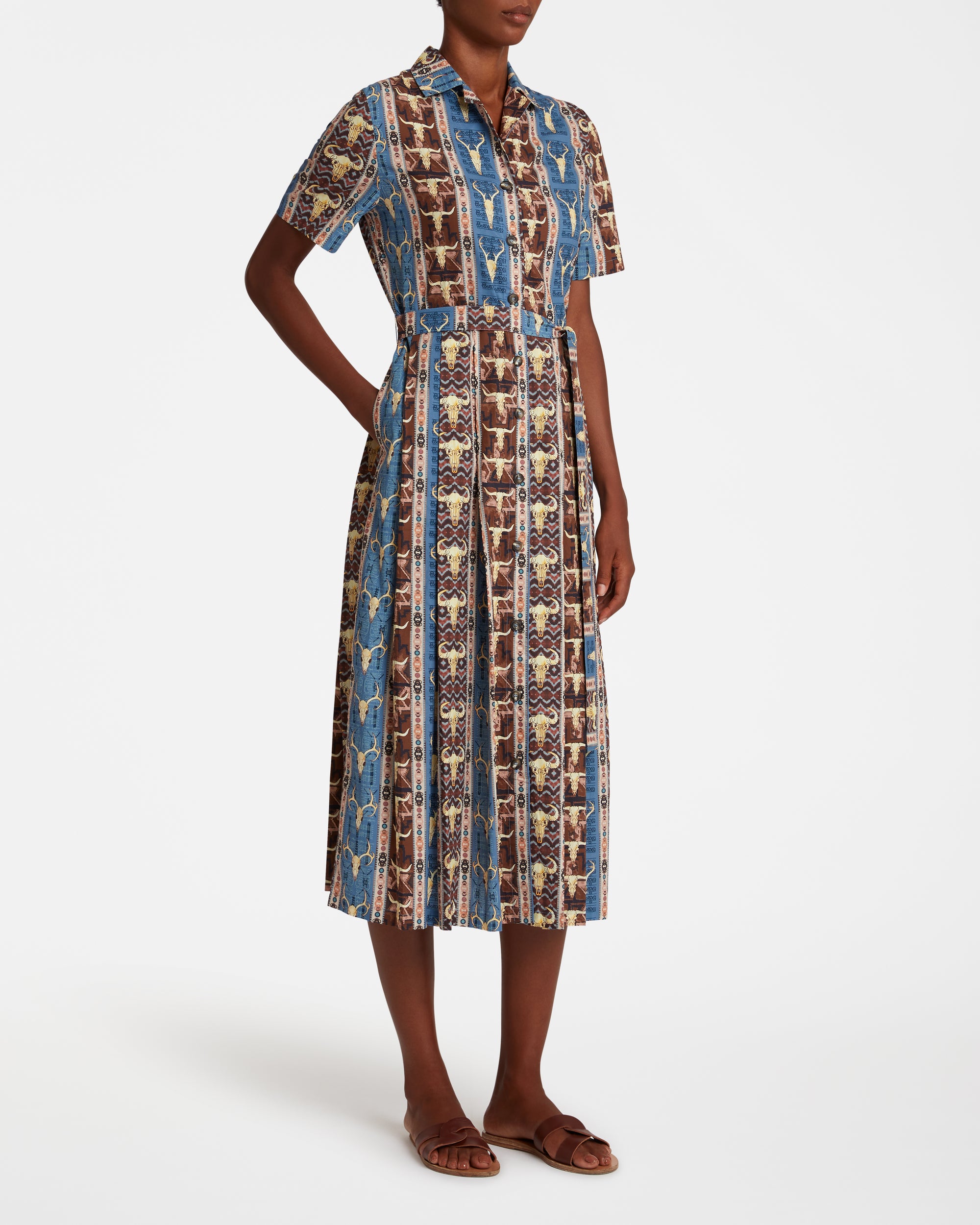 Button midi dress - Brown