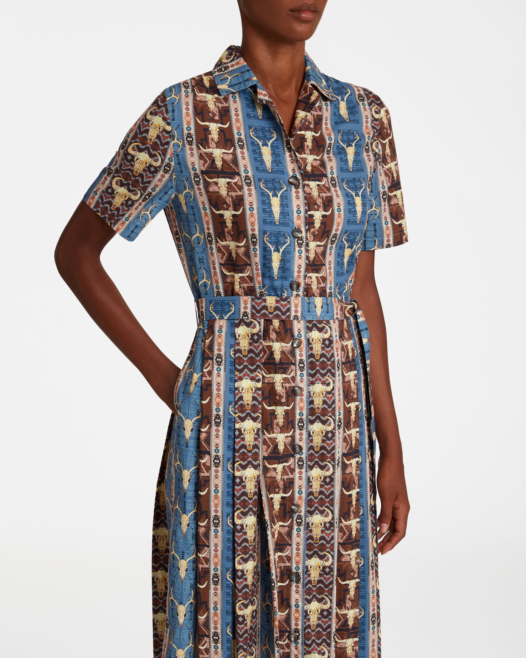 Button midi dress - Brown