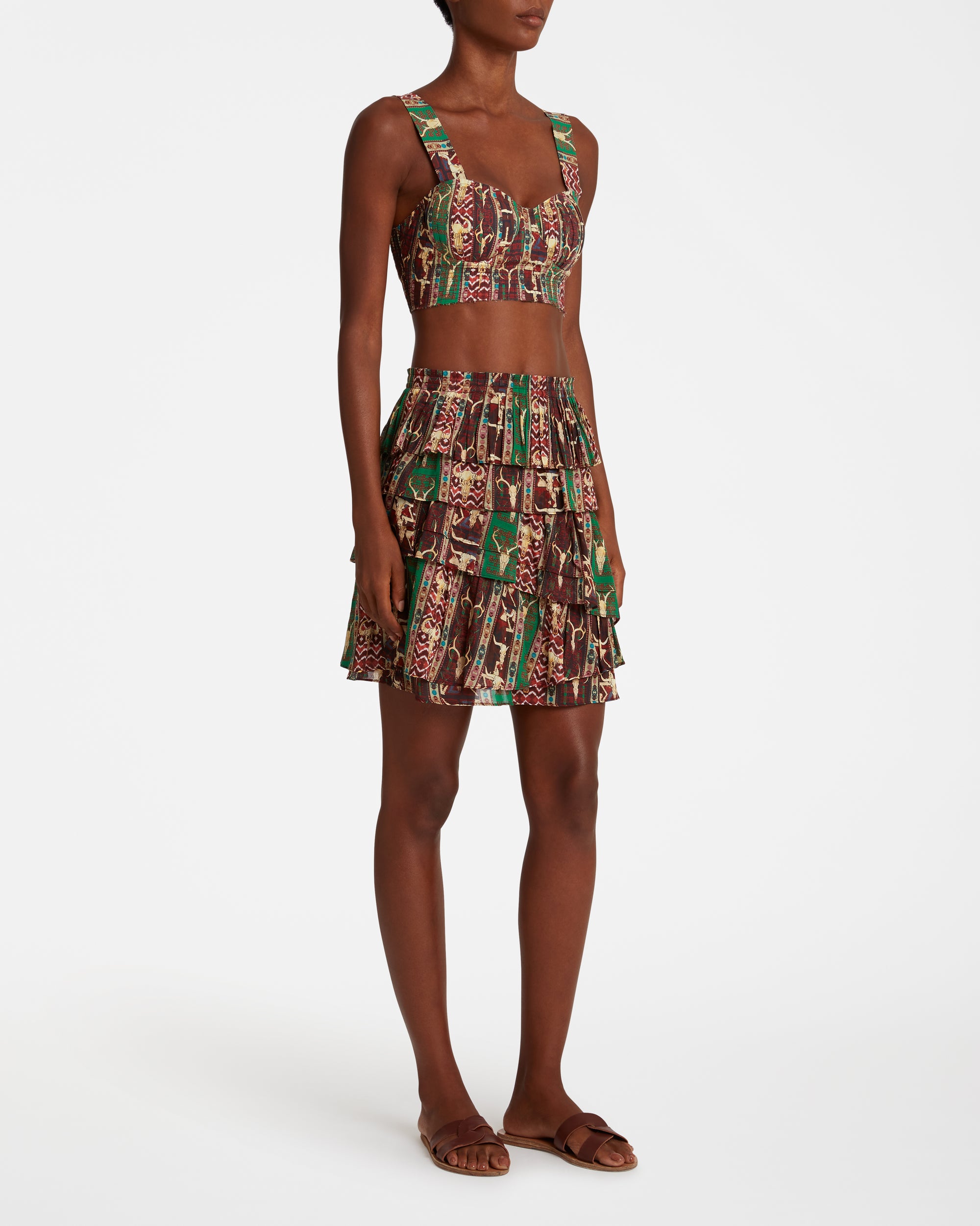 Printed short skirt - Red & Green