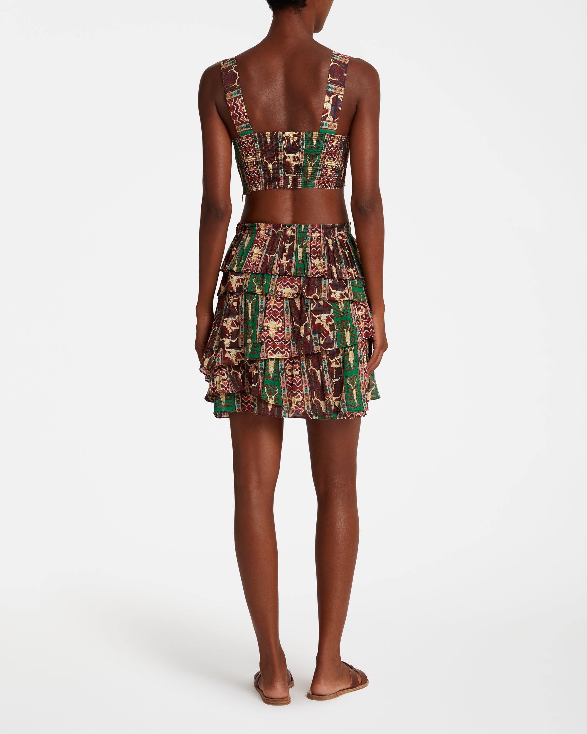 Printed short skirt - Red & Green