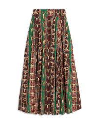 Long flowing skirt with print - Red & Green