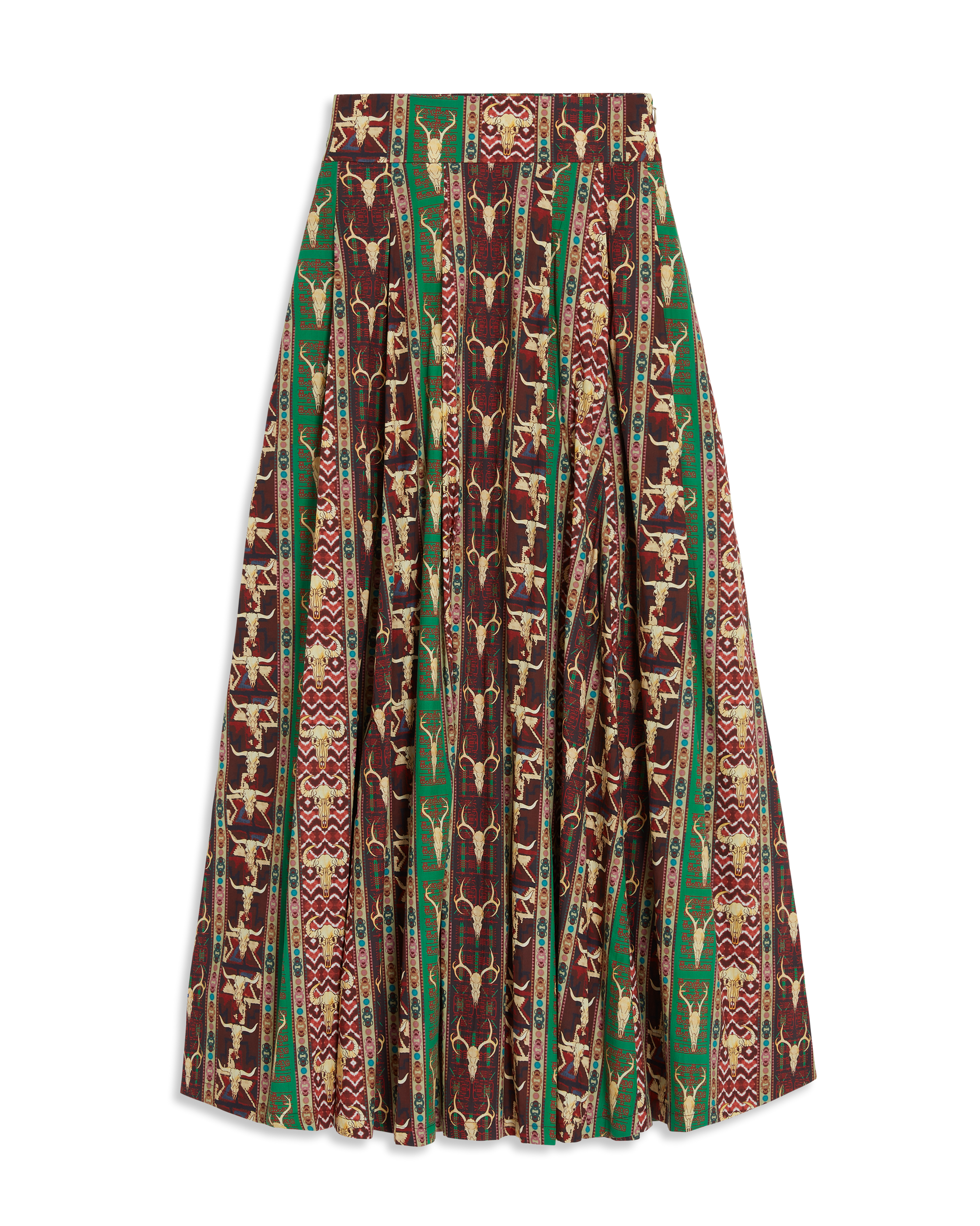Long flowing skirt with print - Red & Green