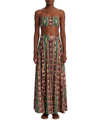 Long flowing skirt with print - Red & Green