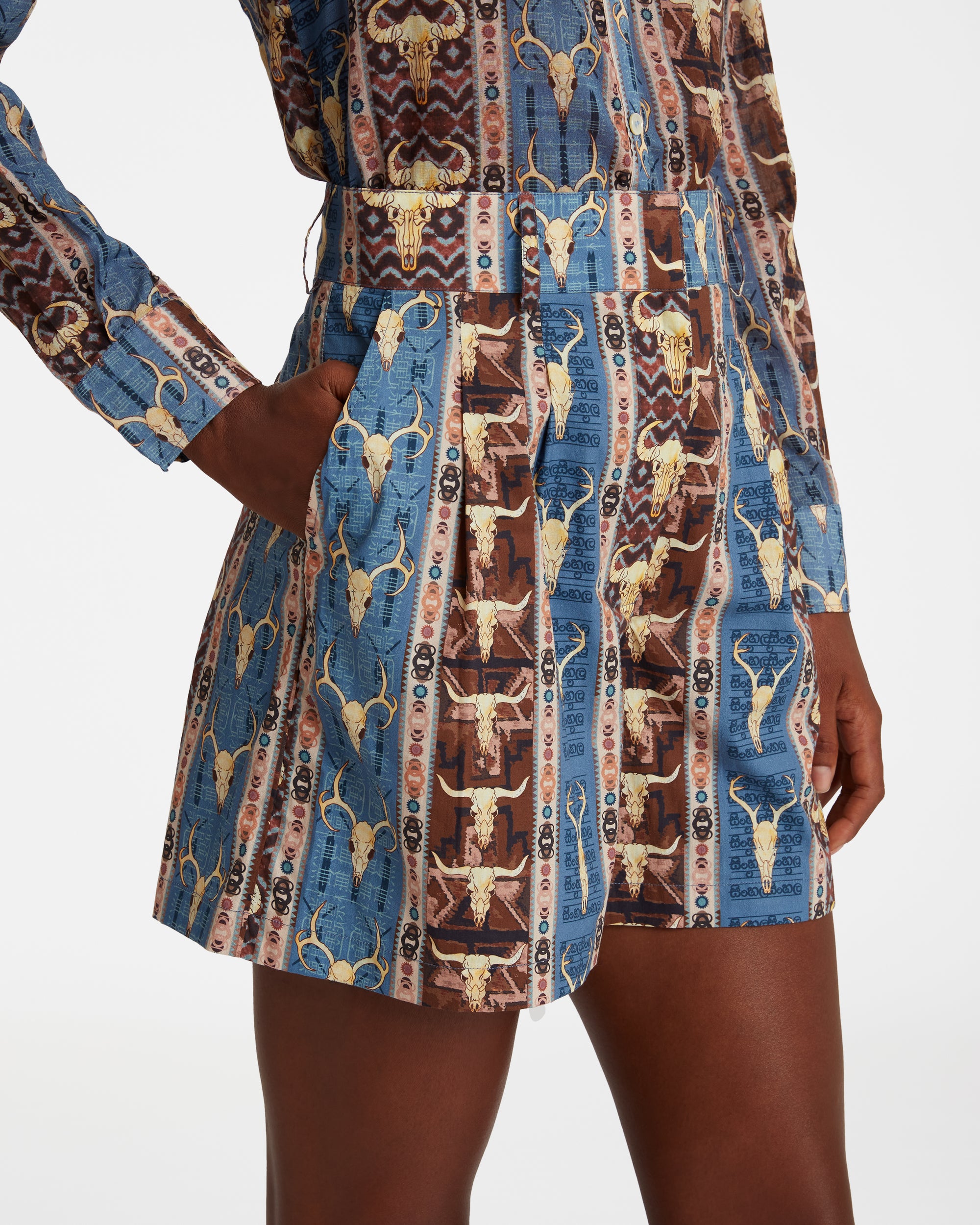 Beatrice print shorts - Brown