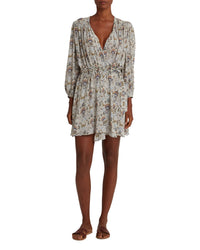 V-neck short dress - Cream