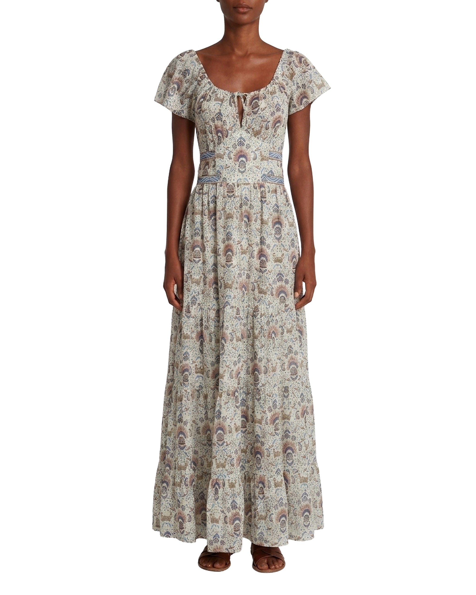 Robe longue à manches courtes - Cream