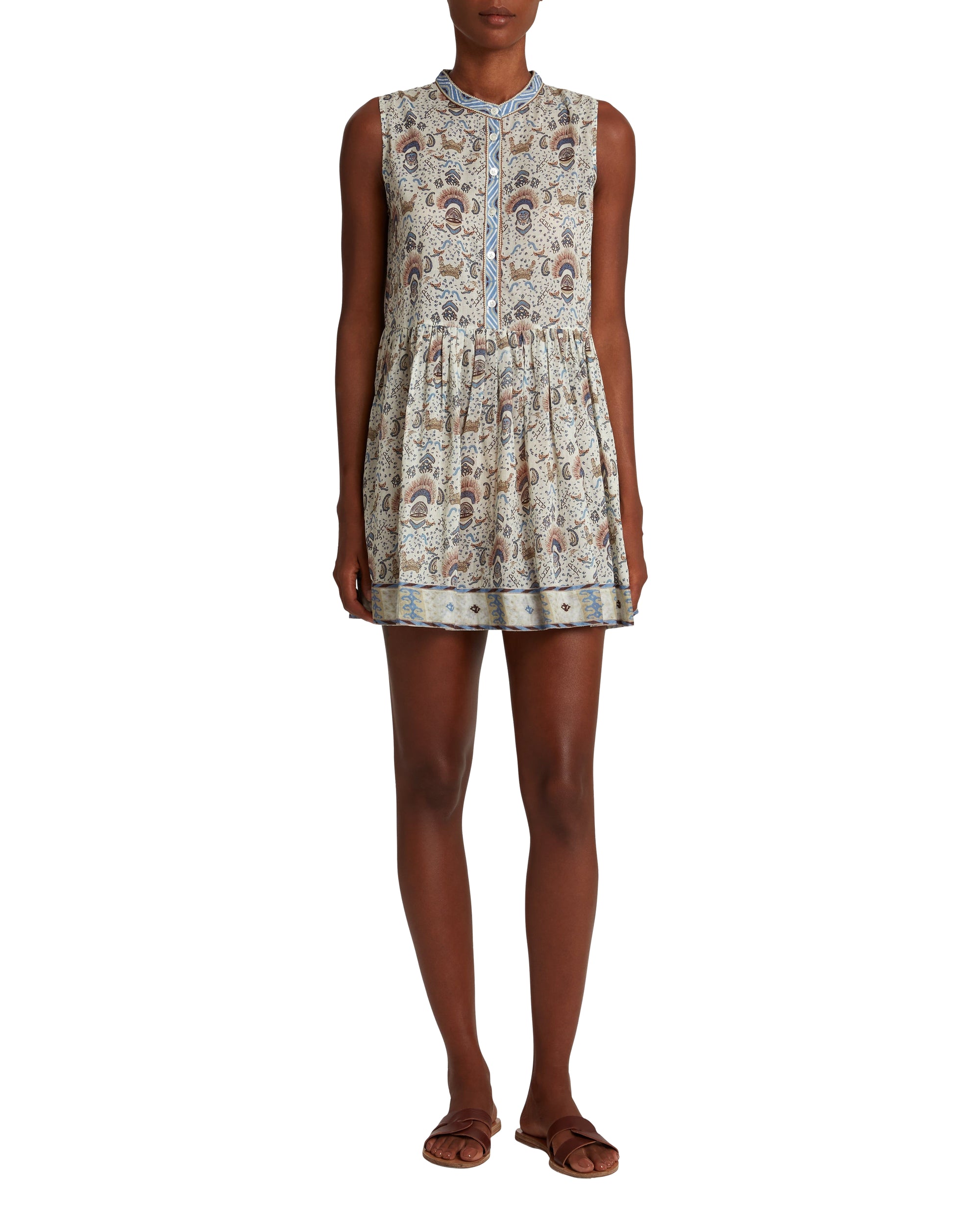 Robe courte à boutons - Cream