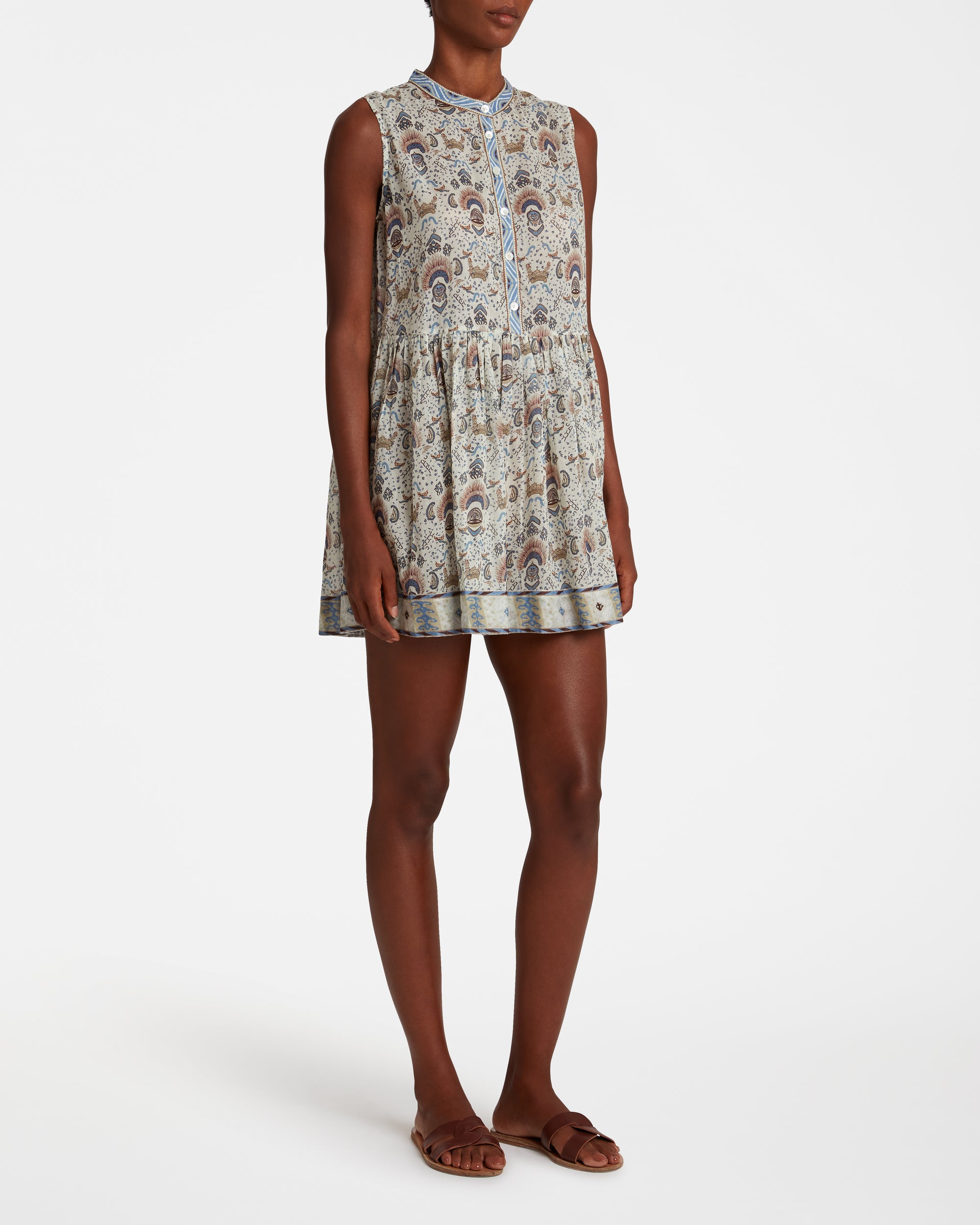 Robe courte à boutons - Cream