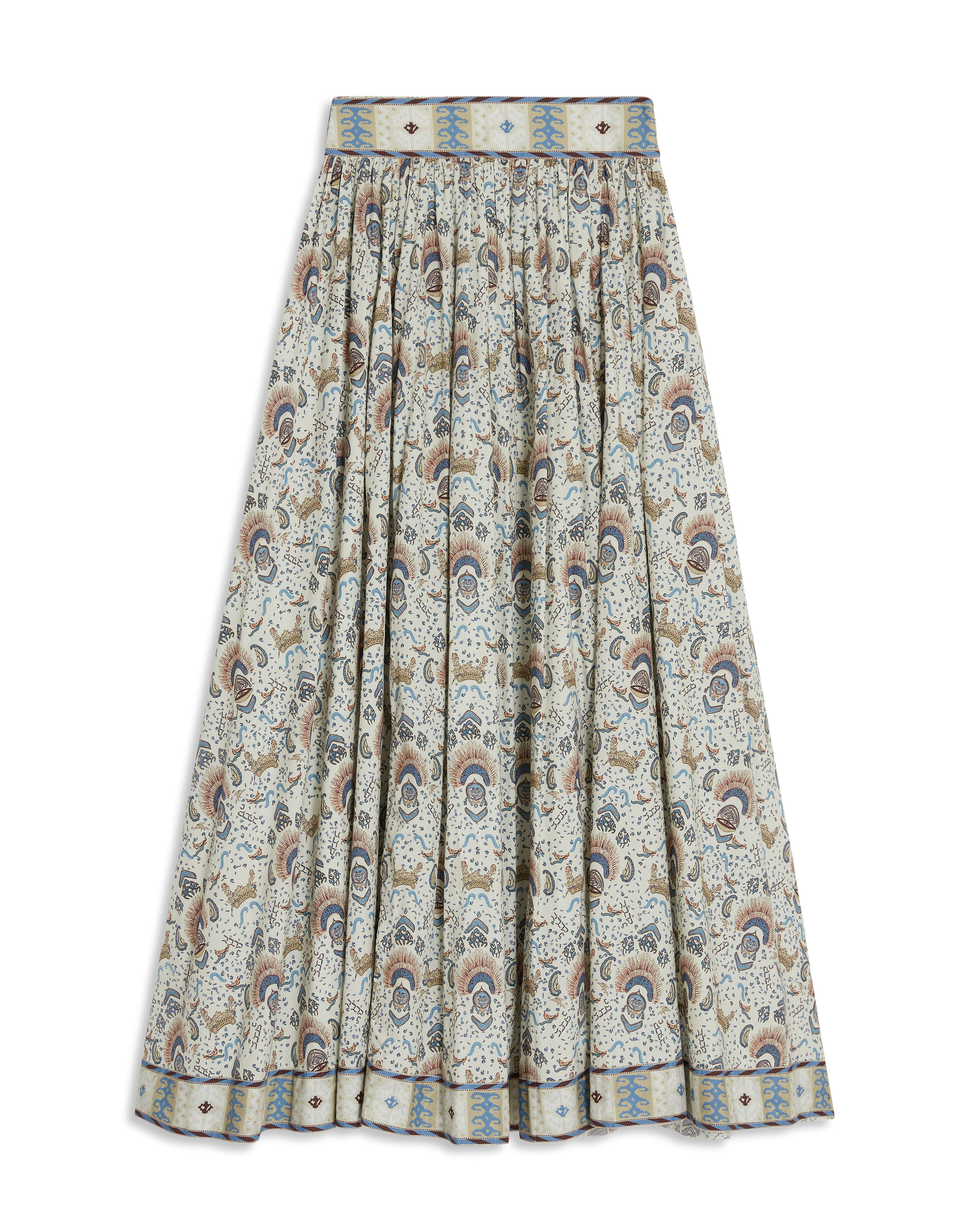 Long flowing skirt with print - Cream