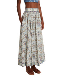 Long flowing skirt with print - Cream