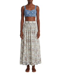 Long flowing skirt with print - Cream