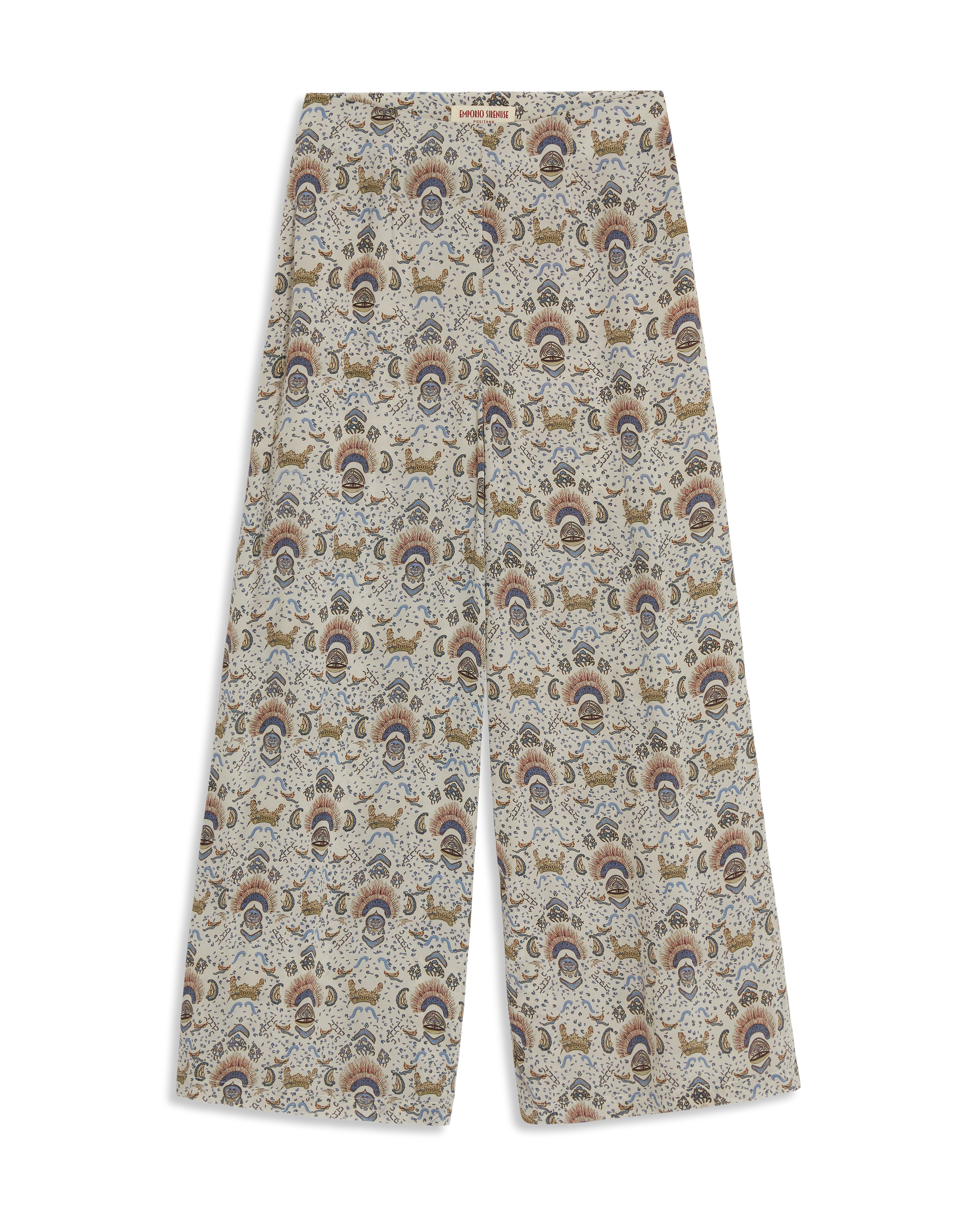 Printed flowing trousers - Cream