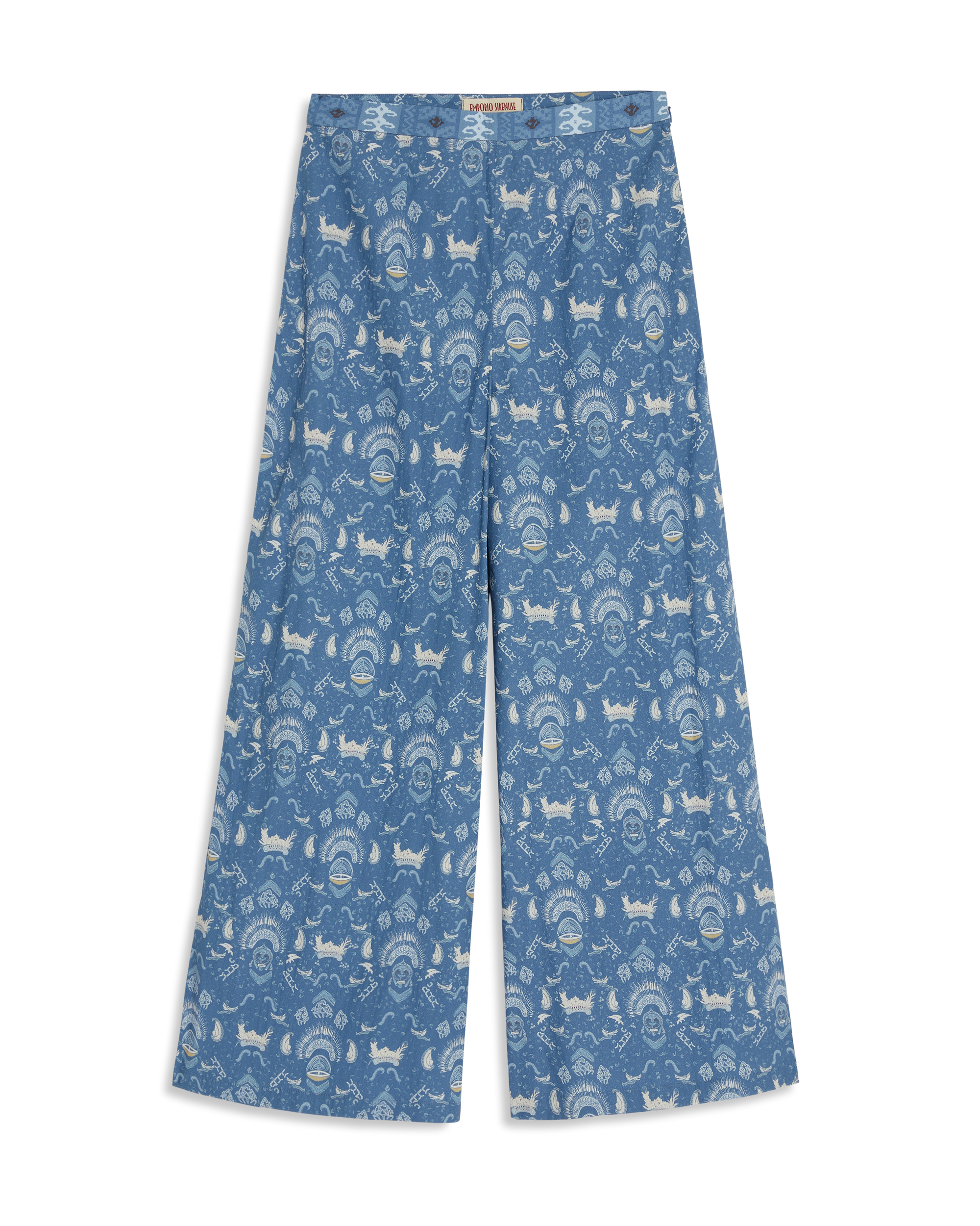 Printed flowing trousers - Blue