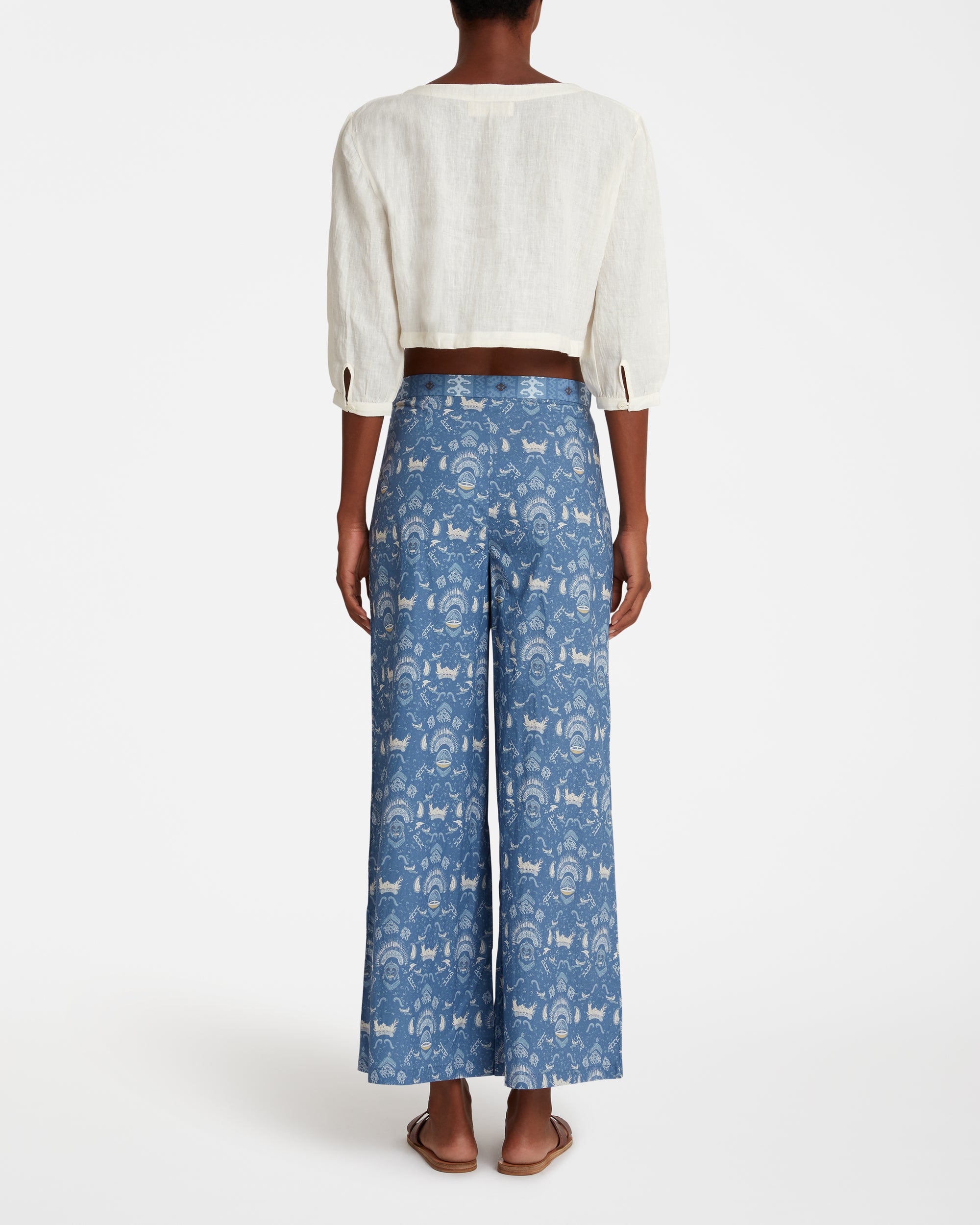 Printed flowing trousers - Blue